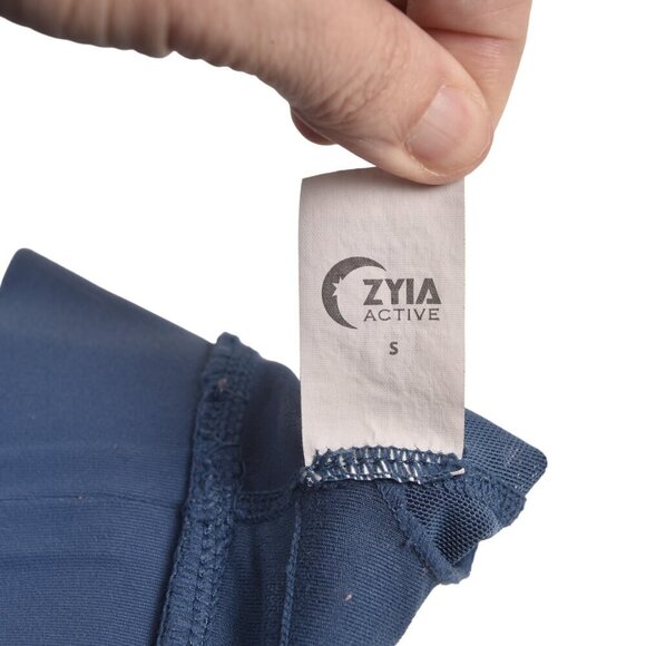 ZYIA Sports Bra Active AllStar Blue Halter Mesh Blue Zipper Back Size Small - Picture 8 of 9